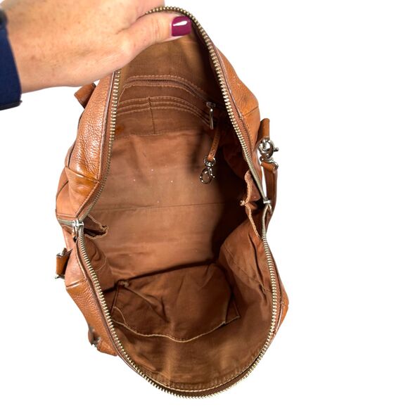 Fossil Brown Leather Satchel Crossbody Silver Highly Distressed Purse Handbag - Picture 8 of 8